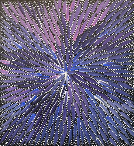 Bernadine Johnston Kemarre  'Bush Medicine Leaves' painting, 30x30cm