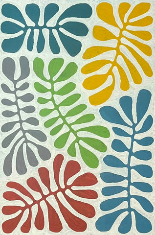 A 90x60cm painting by Aboriginal artist Mitjili Naparrula.