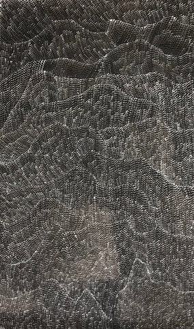 A painting on canvas by Lily Kelly Napangardi, depicting a representation of tali or sandhills.