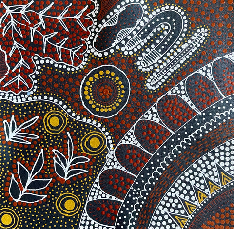 A 30x30cm painting by Tanya Bird Mpetyane.