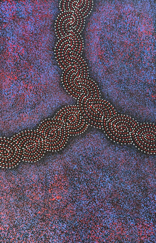 A painting by Gracie Morton Pwerle, that represents the Bush Plum Dreaming.