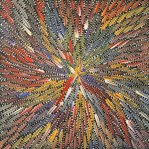 Bernadine Johnston Kemarre  'Bush Medicine Leaves' painting, 30x30cm