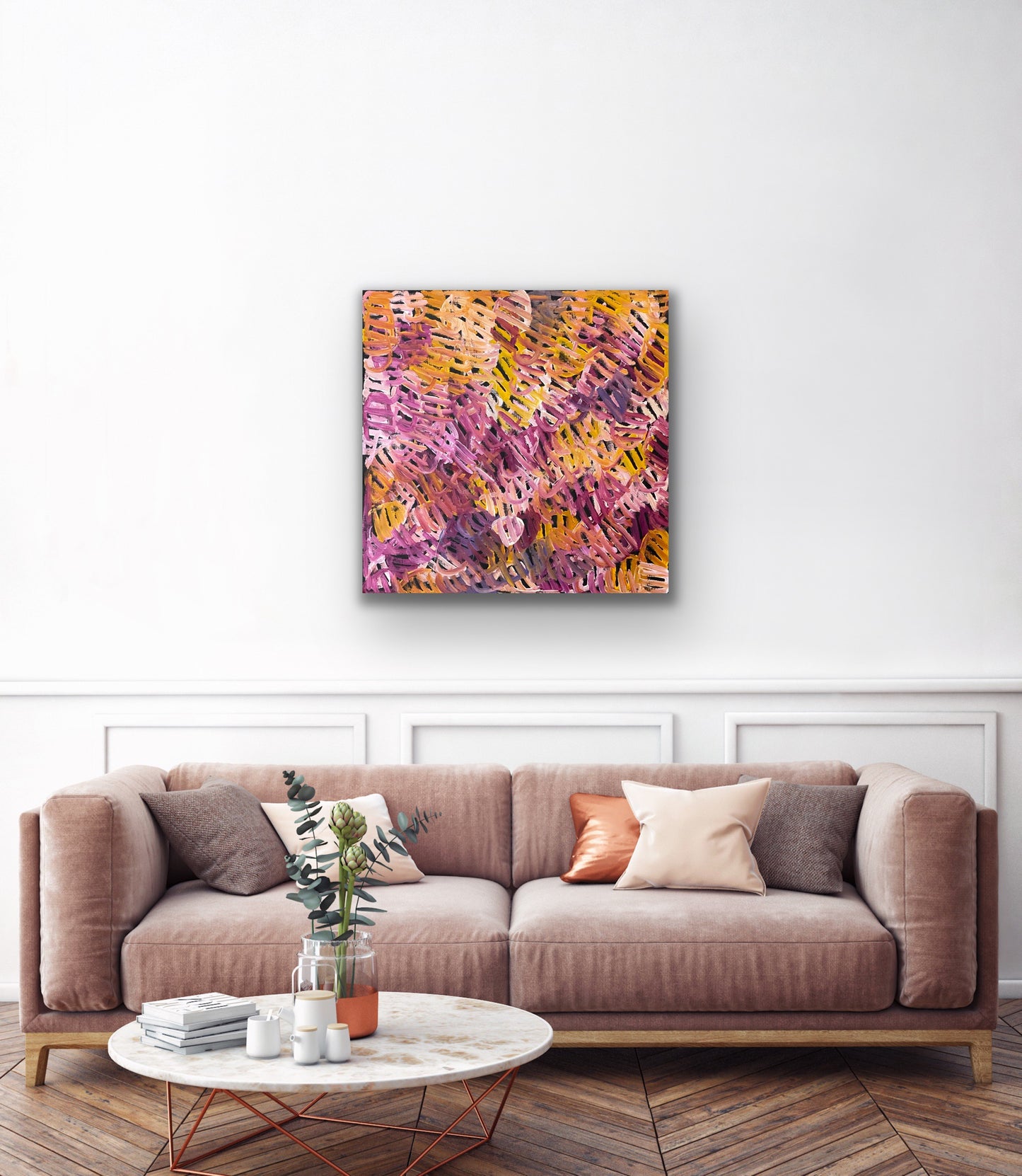 Emily Pwerle 'Awelye (Women's Ceremony) Atnwengerrp' painting 75x75cm