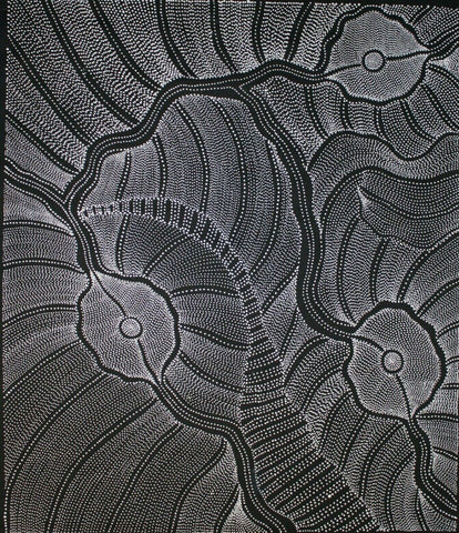 Anna Price Pitjara 'My Country' painting 120x103cm White Black