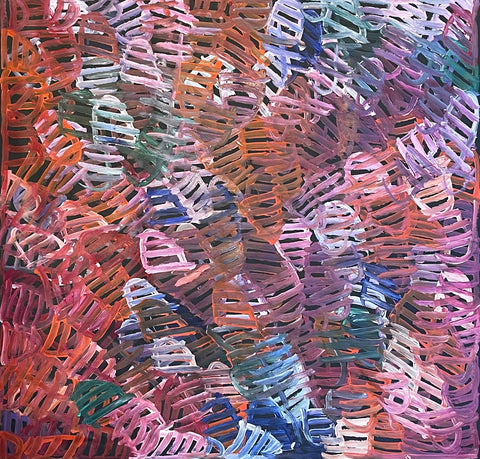 Emily Pwerle 'Awelye (Women's Ceremony) Atnwengerrp' painting 90x90cm