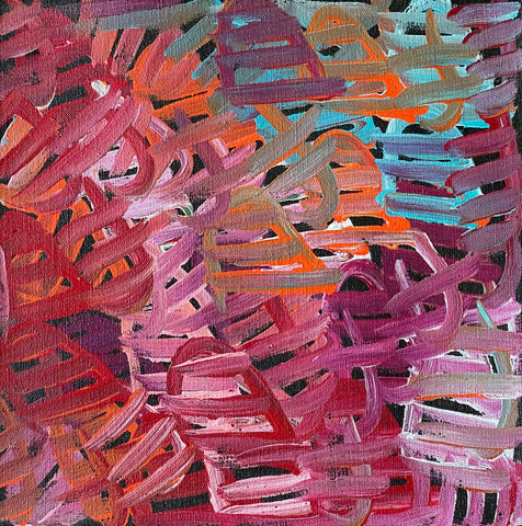 Emily Pwerle 'Awelye (Women's Ceremony) Atnwengerrp' painting 30x30cm Multicoloured