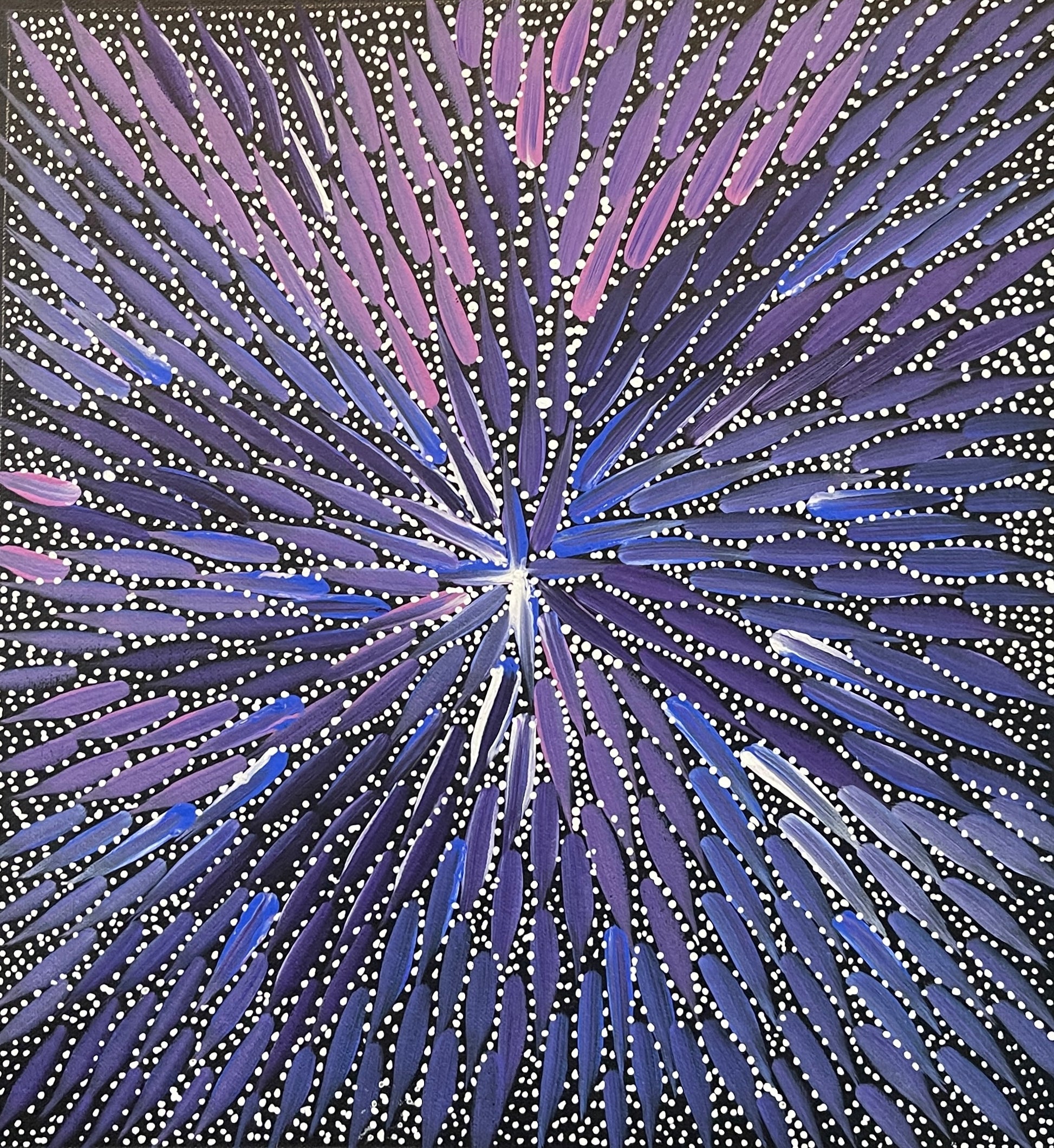 Bernadine Johnston Kemarre  'Bush Medicine Leaves' painting, 30x30cm