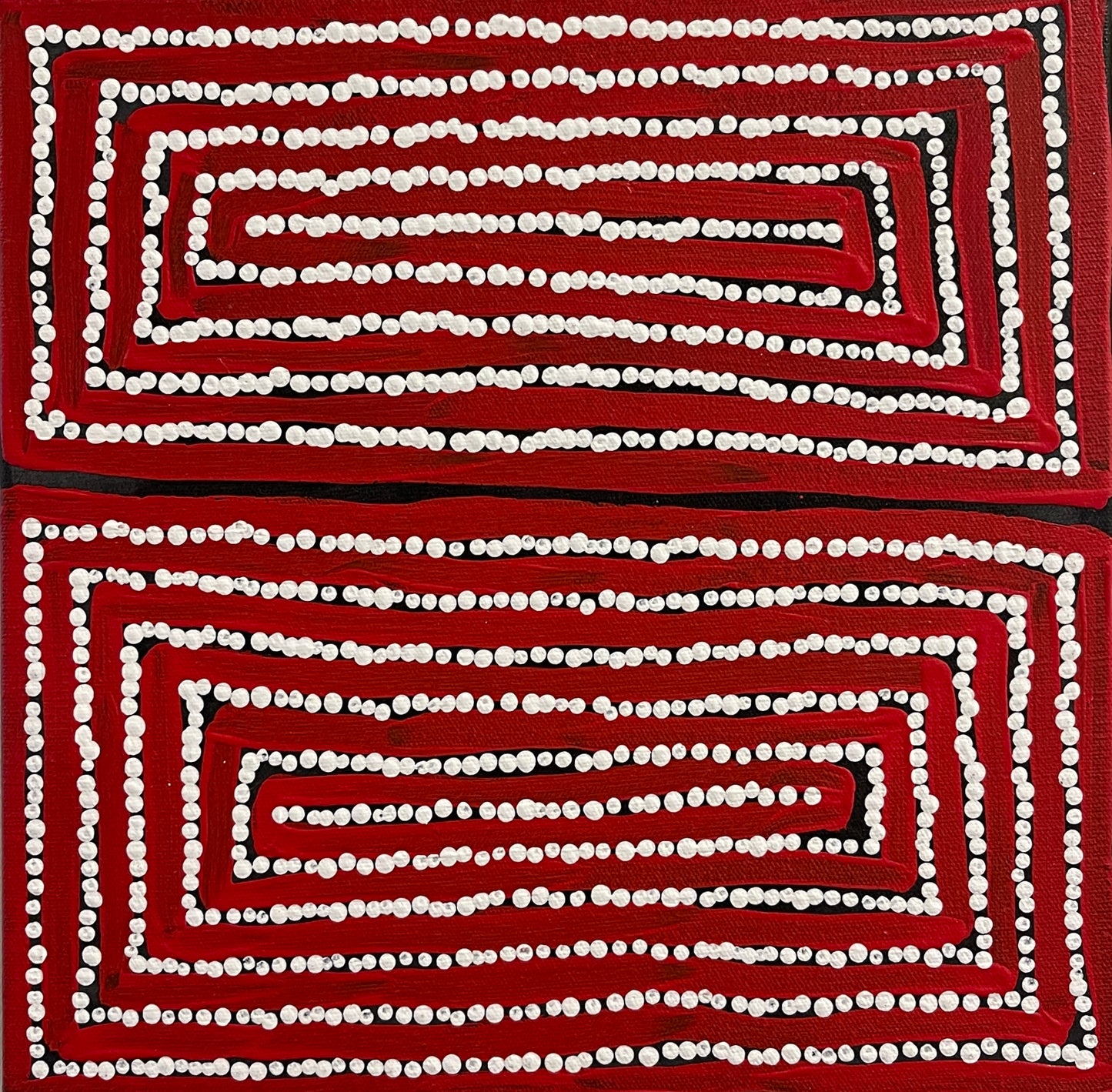 A painting by Thomas Tjapaltjarri.