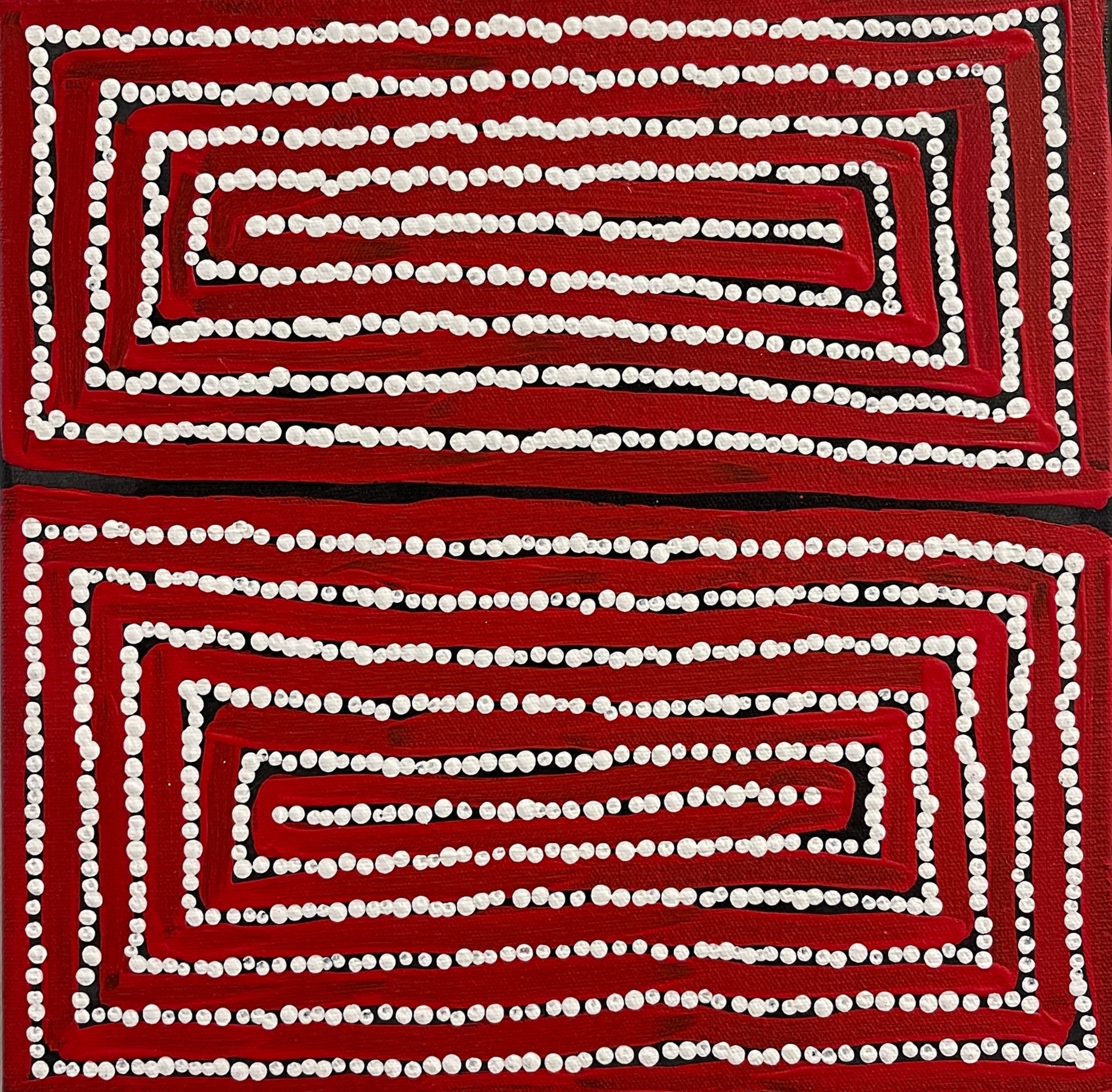 A painting by Thomas Tjapaltjarri.
