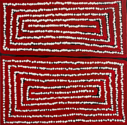A painting by Thomas Tjapaltjarri.