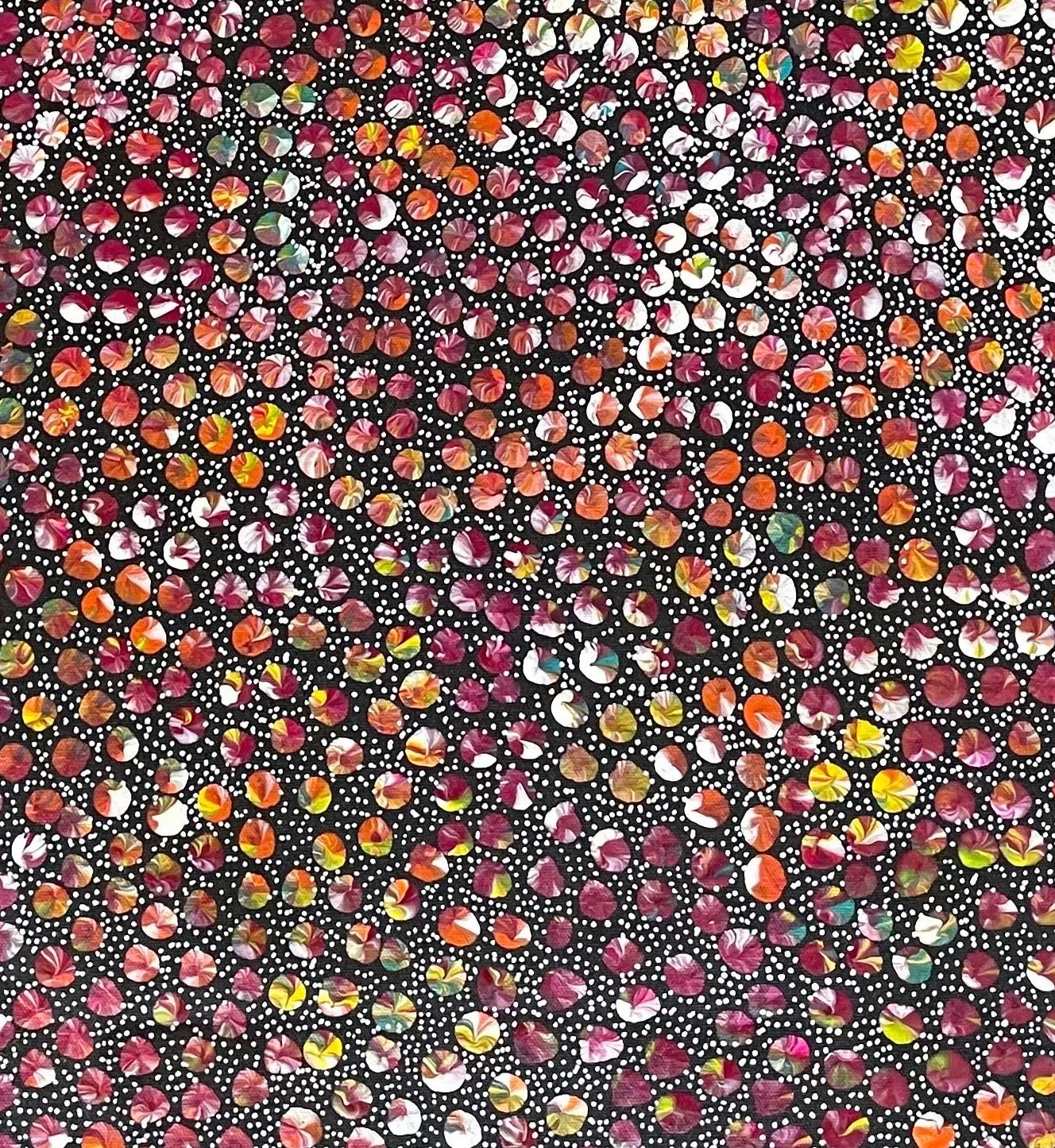 Close-up of a painting by Eileen Bird Kngwarreye.