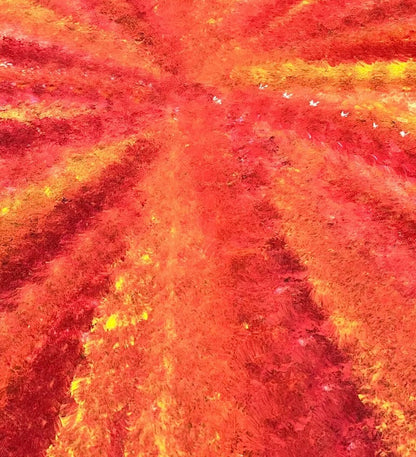 Close-up of a painting by Rachel Nambula depicting her yam dreaming 93x71cm