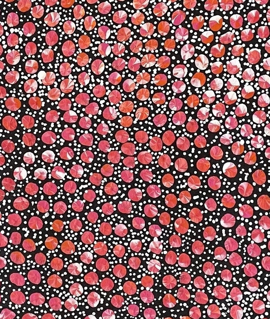 Close-up of a painting by Eileen Bird Kngwarreye.
