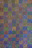 A painting by Lizzie Moss Pwerle with colourful circular dotted, wave-like designs. 90x60cm