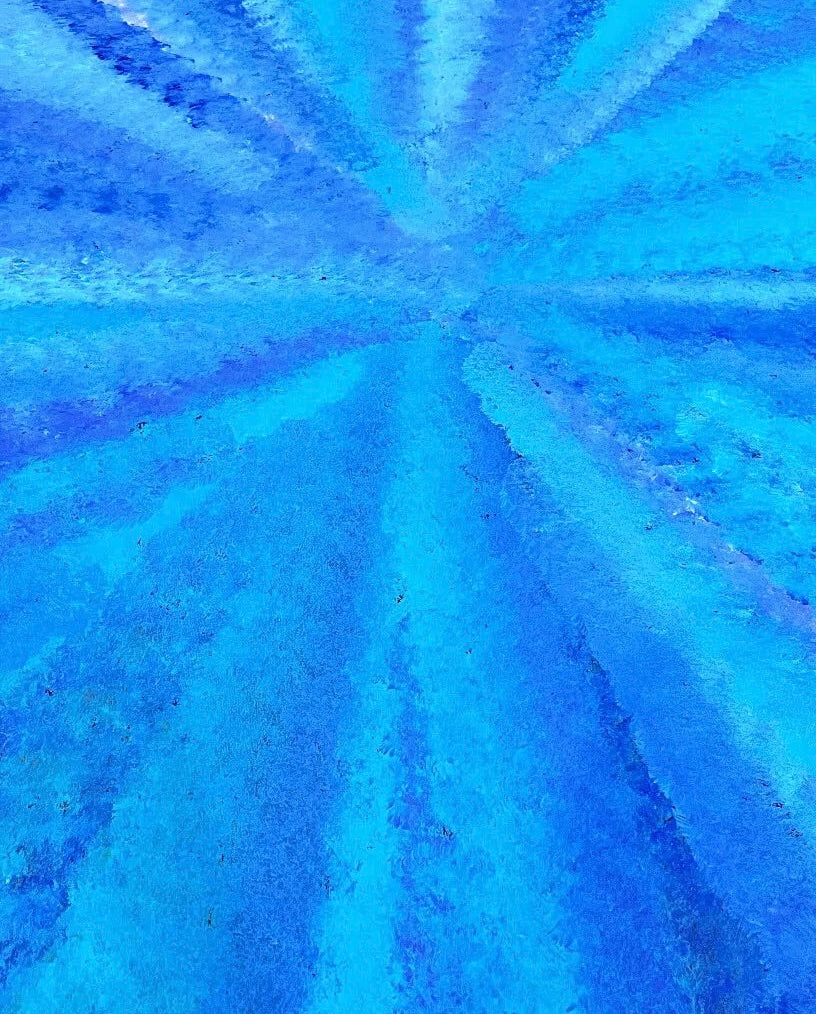 Close-up of a painting by Rachel Nambula depicting her yam dreaming 93x71cm