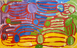 A vibrant yarla painting by Lorna Fencer Napurrula.