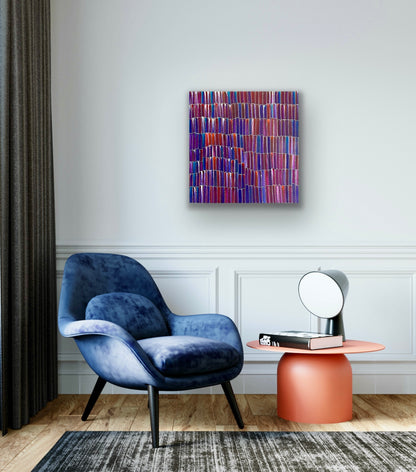 A painting by Jeannie Mills Pwerle, featuring a patterned representation of Anaty (bush yam).