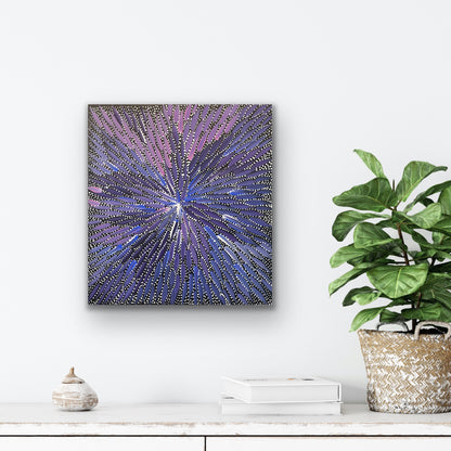Bernadine Johnston Kemarre  'Bush Medicine Leaves' painting, 30x30cm lifestyle photo