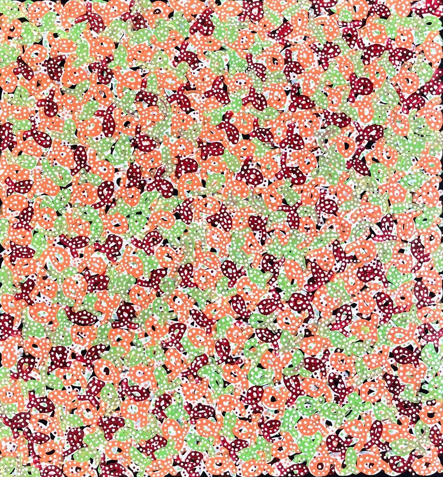 A colourful painting by Aboriginal artist Felicity Robertson Nampijinpa.