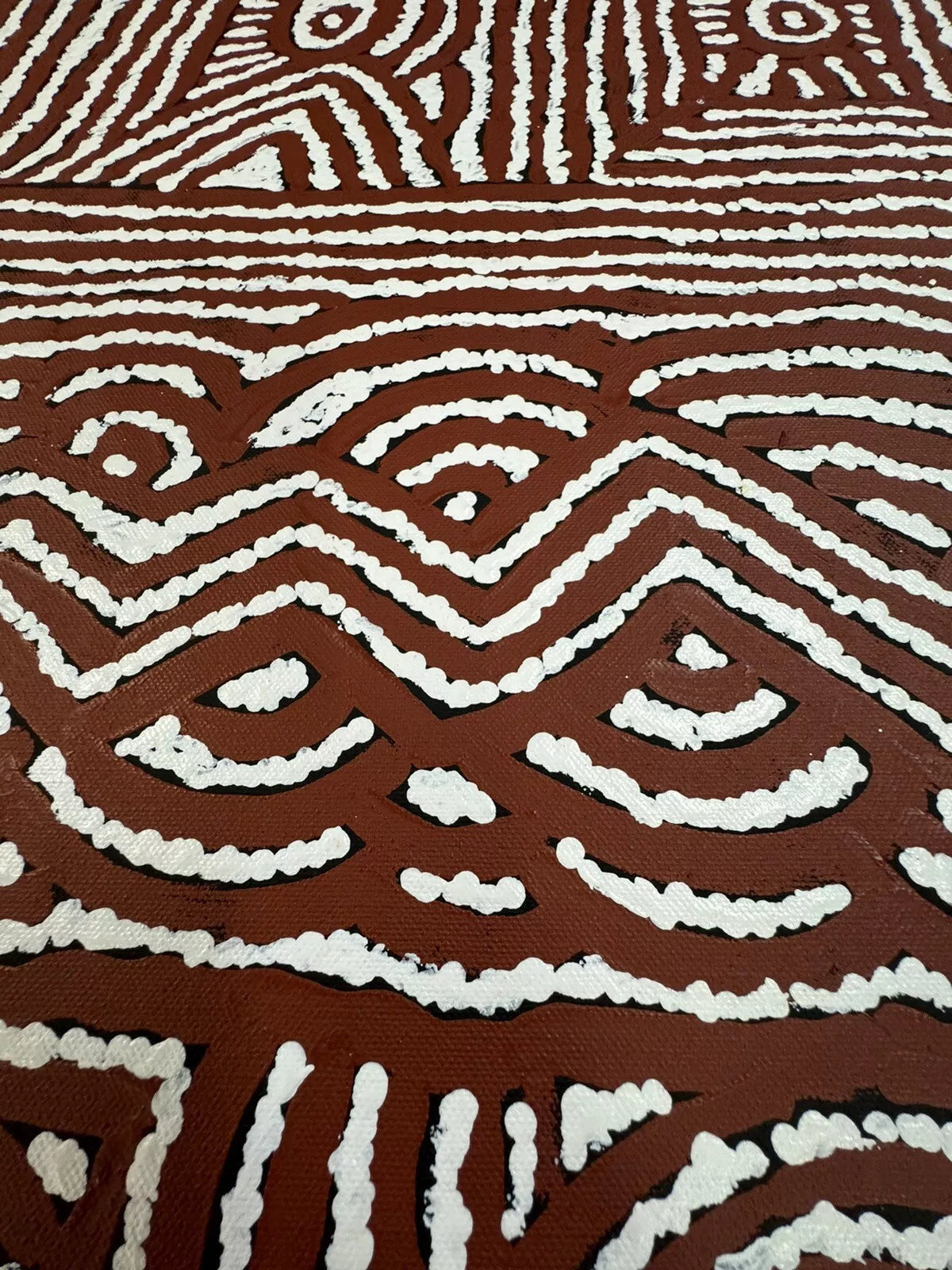 Close-up of a painting by Lorna Brown Napanangka.