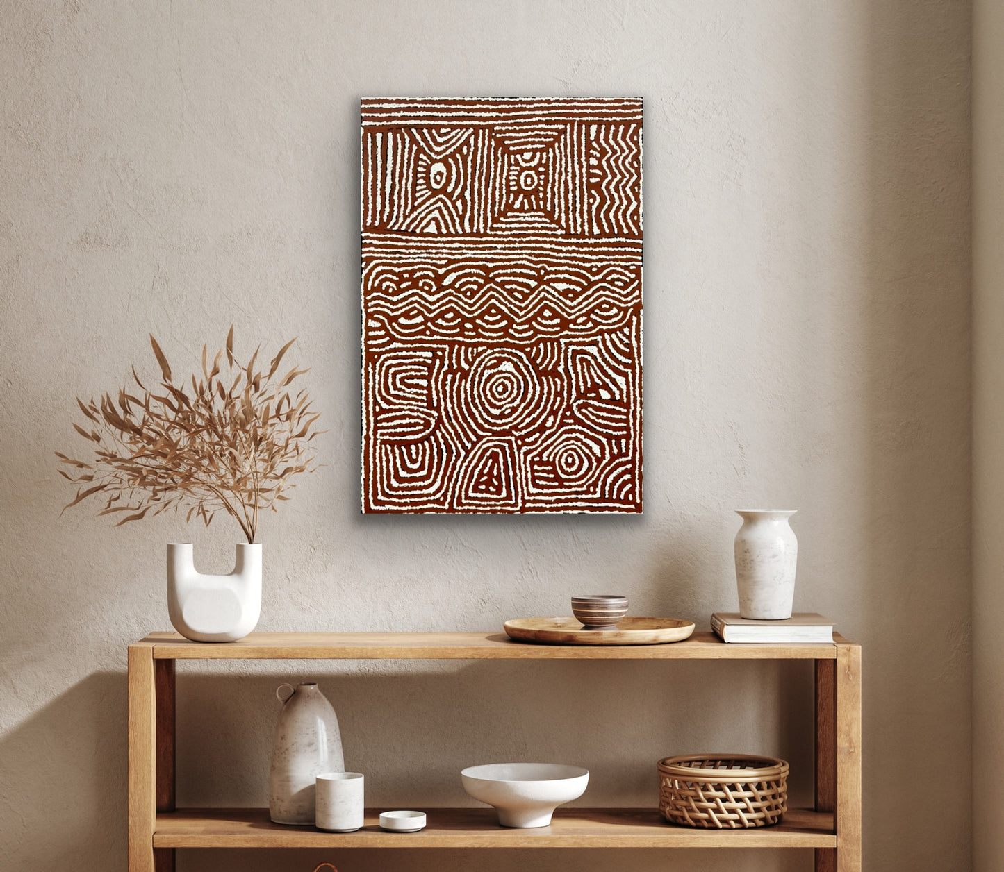 A 90x60cm painting by Lorna Brown Napanangka.