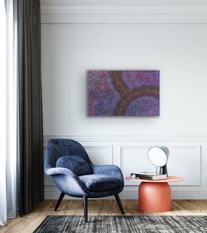 A painting by Gracie Morton Pwerle, that represents the Bush Plum Dreaming.