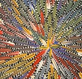 Bernadine Johnston Kemarre  'Bush Medicine Leaves' painting, 30x30cm