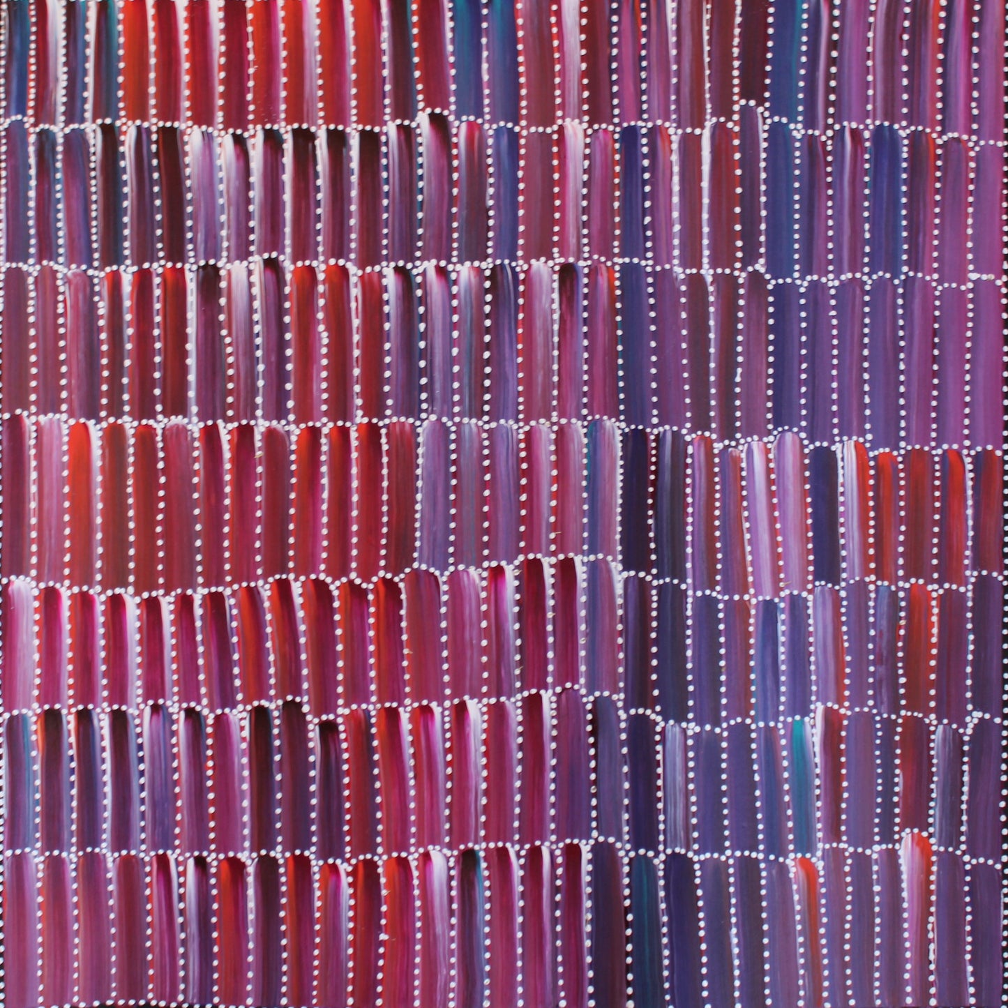 Close-up of a 60x60cm painting by Jeannie Mills Pwerle.