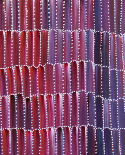 Close-up of a 60x60cm painting by Jeannie Mills Pwerle.