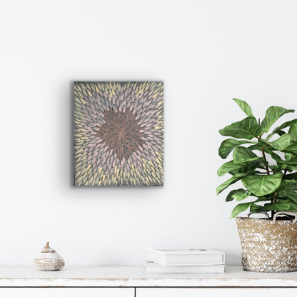 Bernadine Johnston Kemarre  'Bush Medicine Leaves' painting, 30x30cm