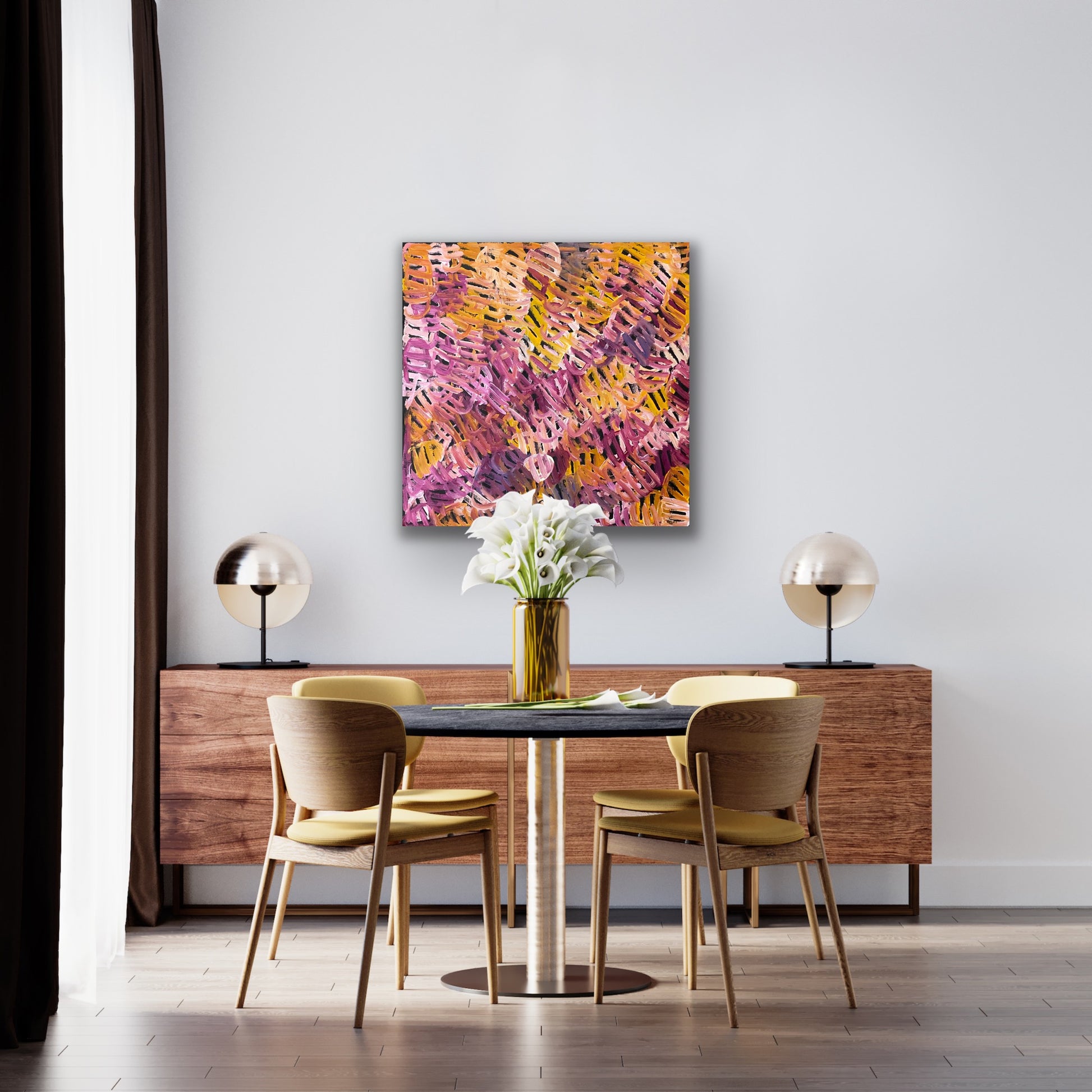 Emily Pwerle 'Awelye (Women's Ceremony) Atnwengerrp' painting 75x75cm