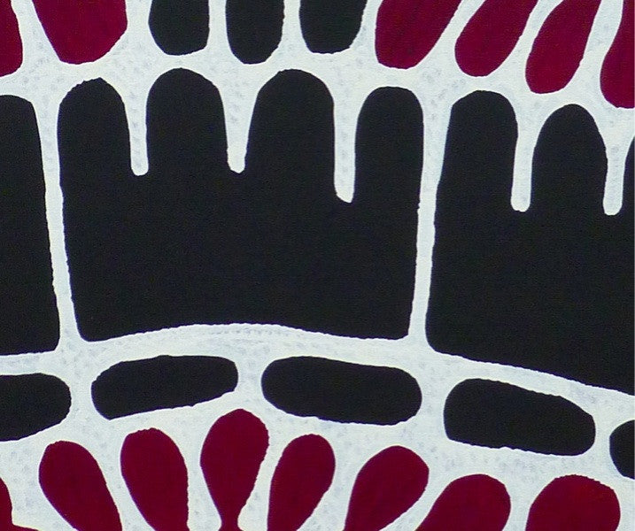 Close-up of a 90x120cm painting by Aboriginal artist Mitjili Naparrula.