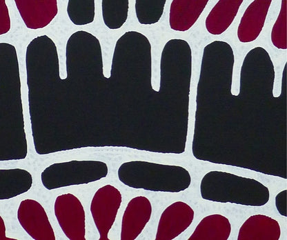 Close-up of a 90x120cm painting by Aboriginal artist Mitjili Naparrula.