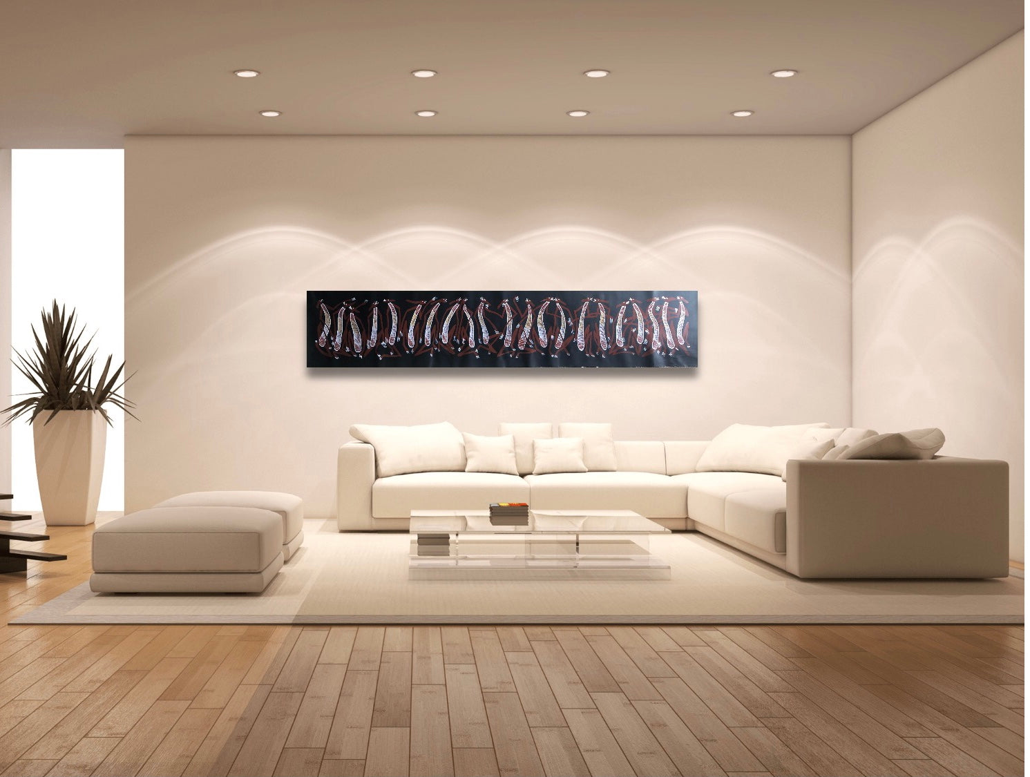 Eddie Blitner 'Chatting Mimi's' painting, 35x200cm