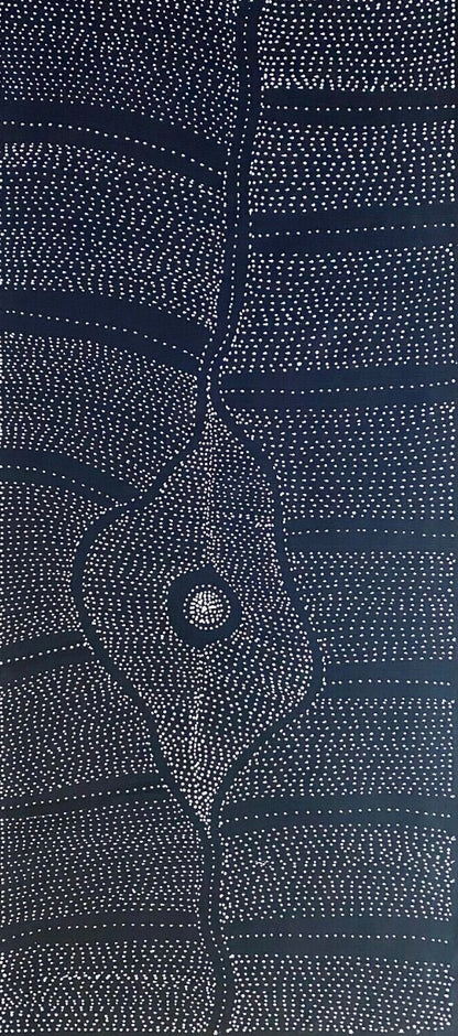 Freda Price Pitjara 'My Country' painting 105x45cm Black and White