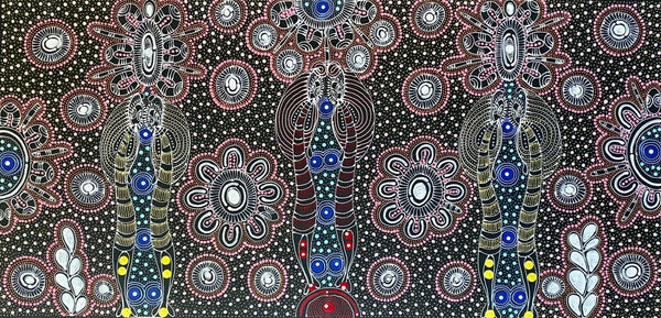 Colleen Wallace Nungarrayi 'Dreamtime Sisters' painting 45x90cm