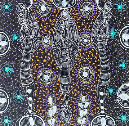 Colleen Wallace Nungarrayi 'Dreamtime Sisters' painting 45x45cm