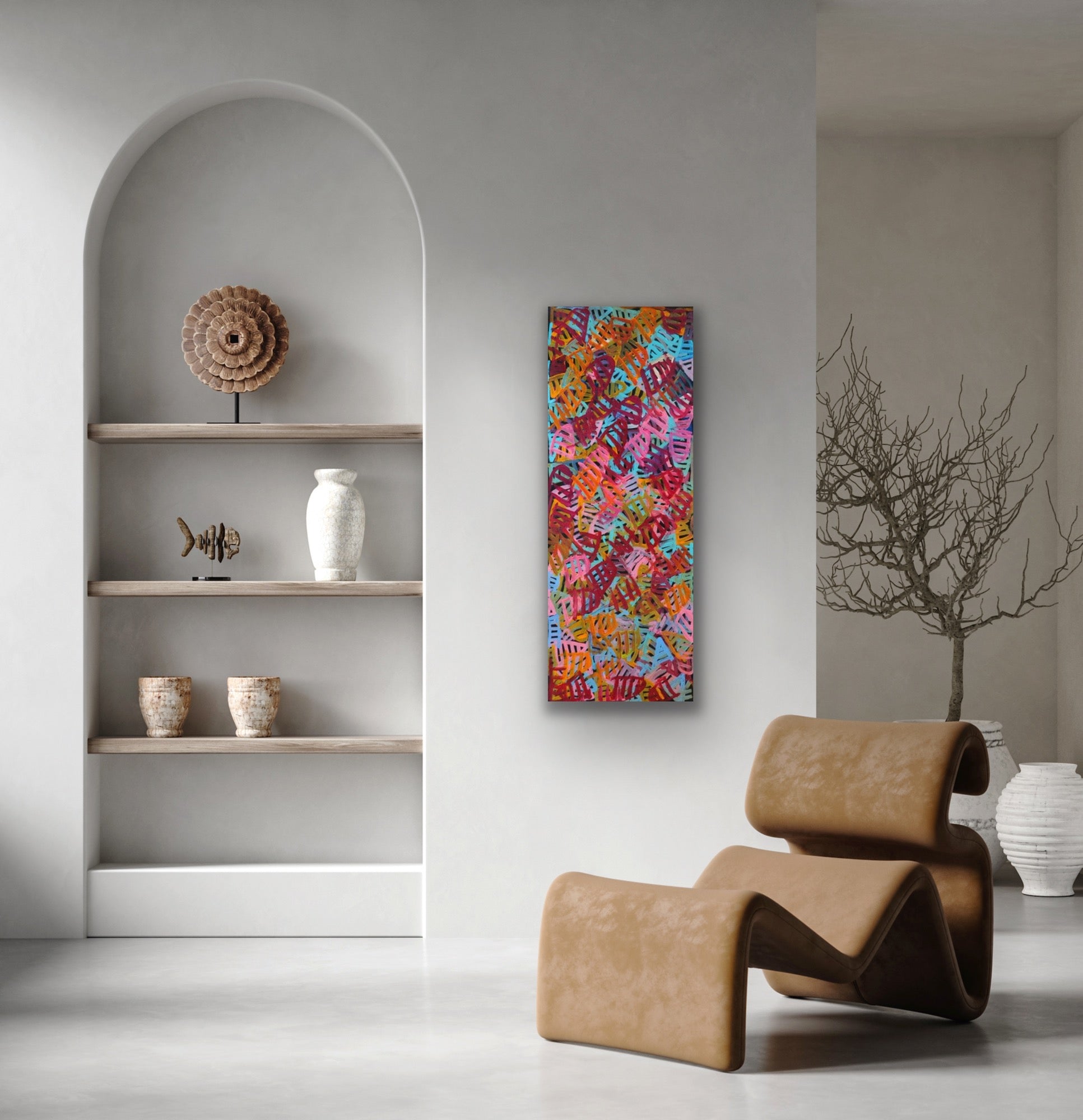 Emily Pwerle 'Awelye (Women's Ceremony)' painting, 120x45cm
