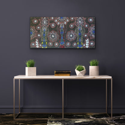 Colleen Wallace Nungarrayi 'Dreamtime Sisters' painting 45x90cm