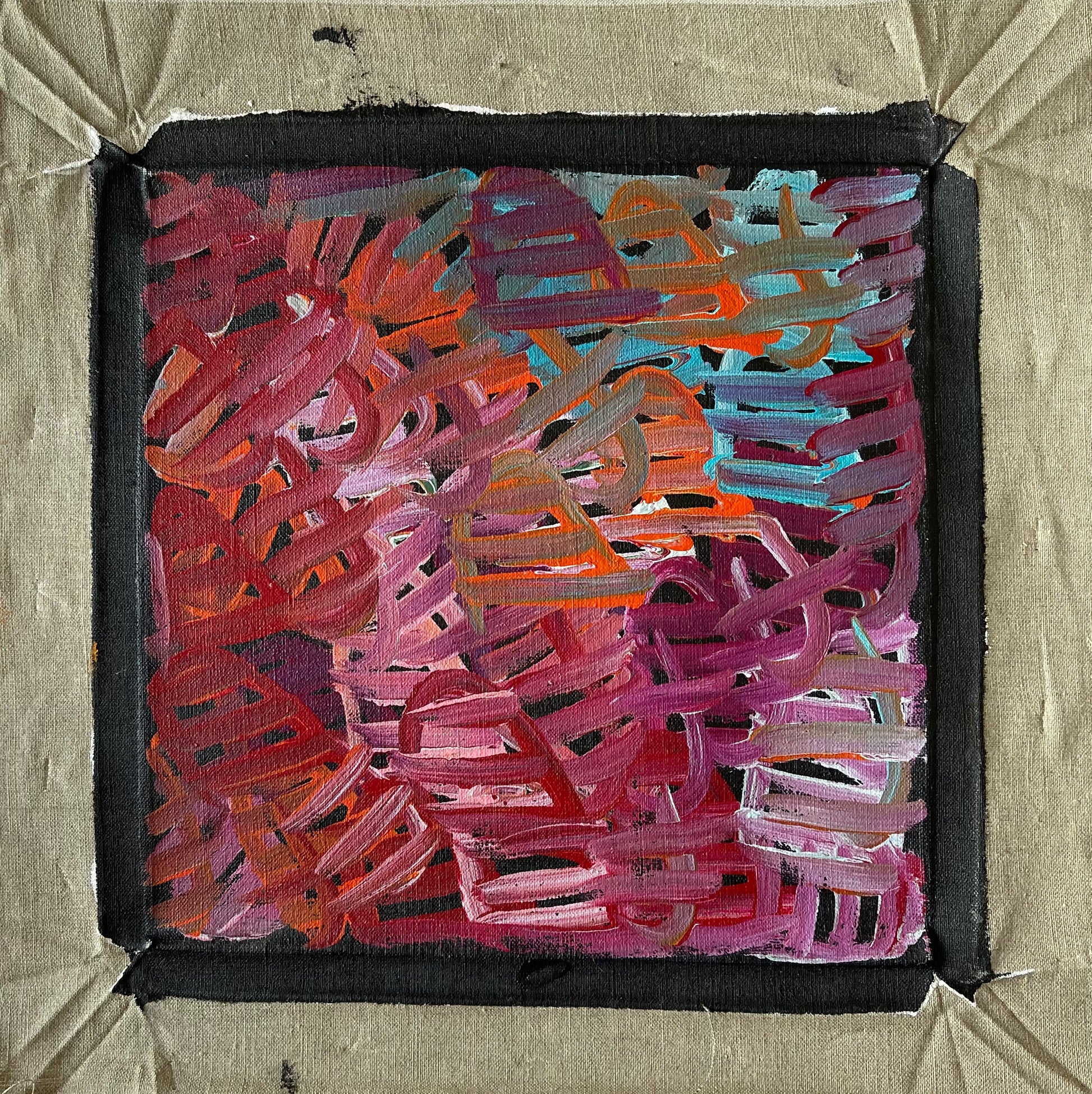 Emily Pwerle 'Awelye (Women's Ceremony) Atnwengerrp' painting 30x30cm Multicoloured uncropped