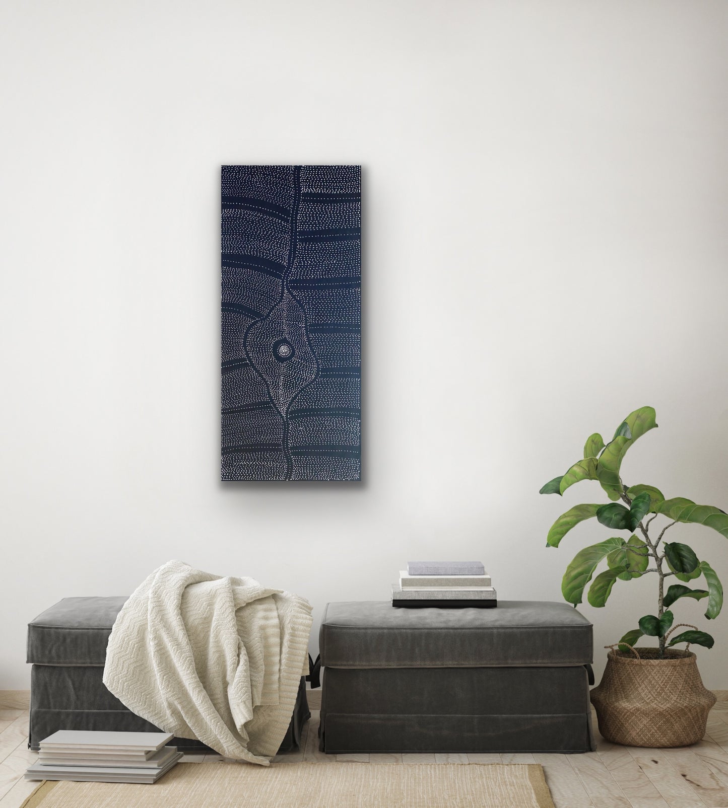 Freda Price Pitjara 'My Country' painting 100x200cm Black and White