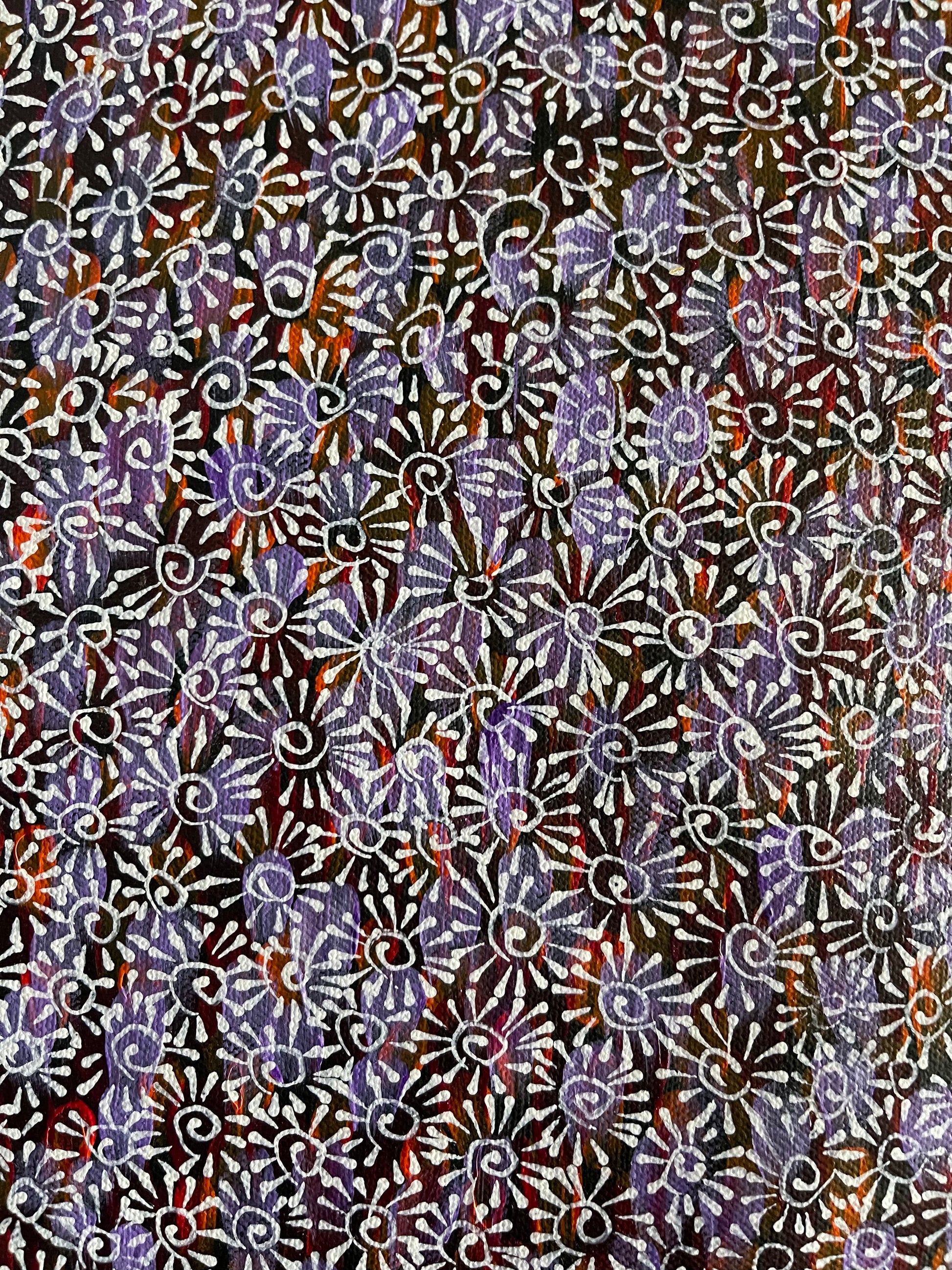 Audrey Morton Kngwarreye Alpitye/Bush Flowers painting 30x30cm