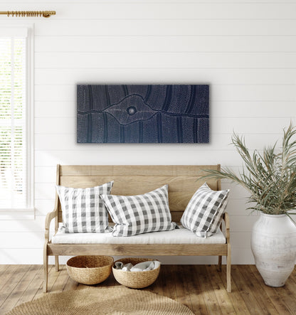 Freda Price Pitjara 'My Country' painting 100x200cm Black and White