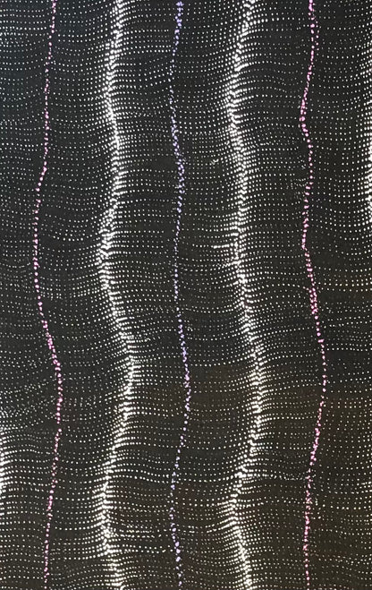 Debbie Brown Napaljarri 'Bush Tomato Dreaming (Wanakiji Jukurrpa)' painting 95x150cm Unstretched White Pink Purple