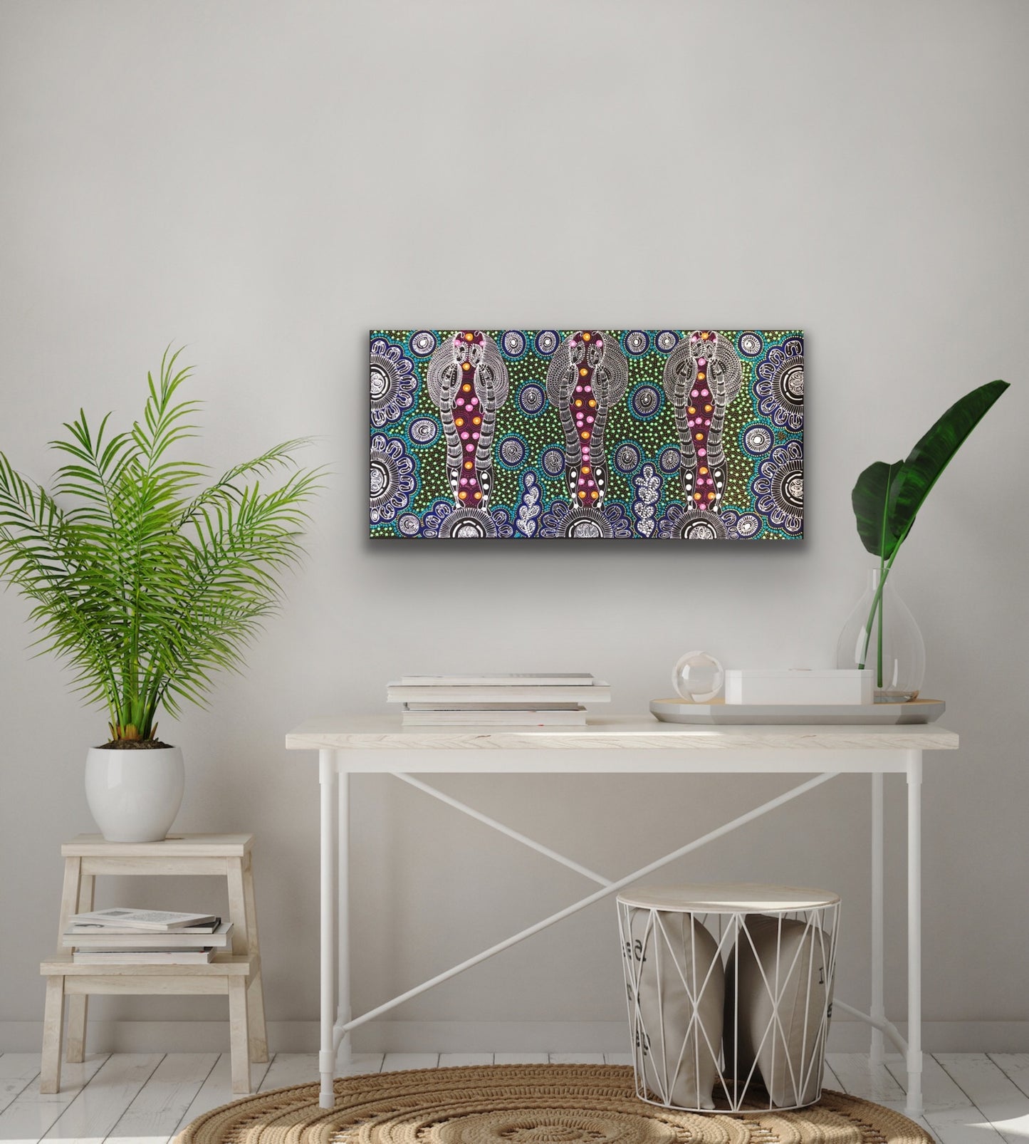 Colleen Wallace Nungarrayi 'Dreamtime Sisters' painting 45x90cm