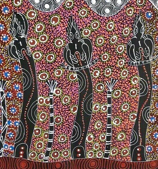Cindy Wallace Nungarrayi 'Women dancing at Ceremony' painting 50x90cm