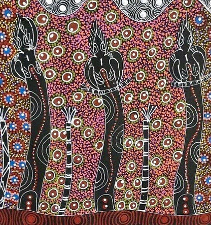 Cindy Wallace Nungarrayi 'Women dancing at Ceremony' painting 50x90cm