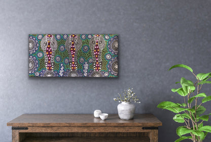 Colleen Wallace Nungarrayi 'Dreamtime Sisters' painting 45x90cm