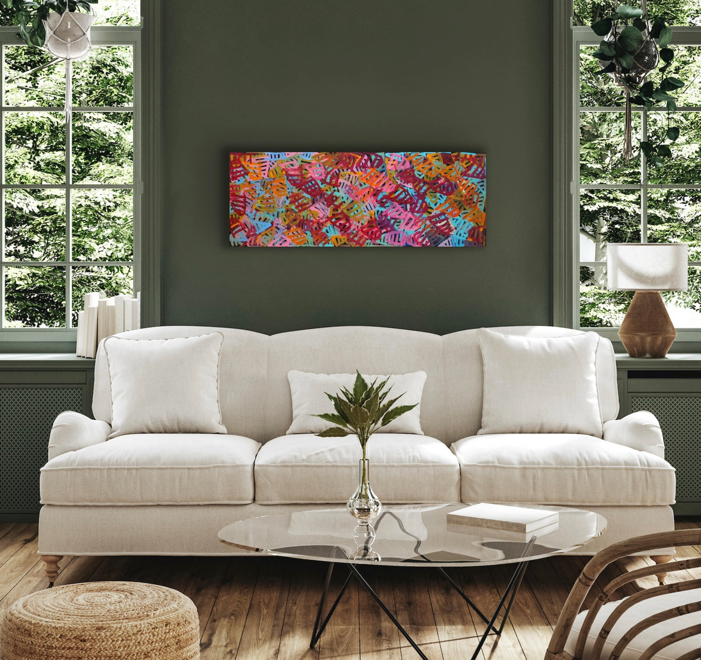 Emily Pwerle 'Awelye (Women's Ceremony)' painting, 120x45cm