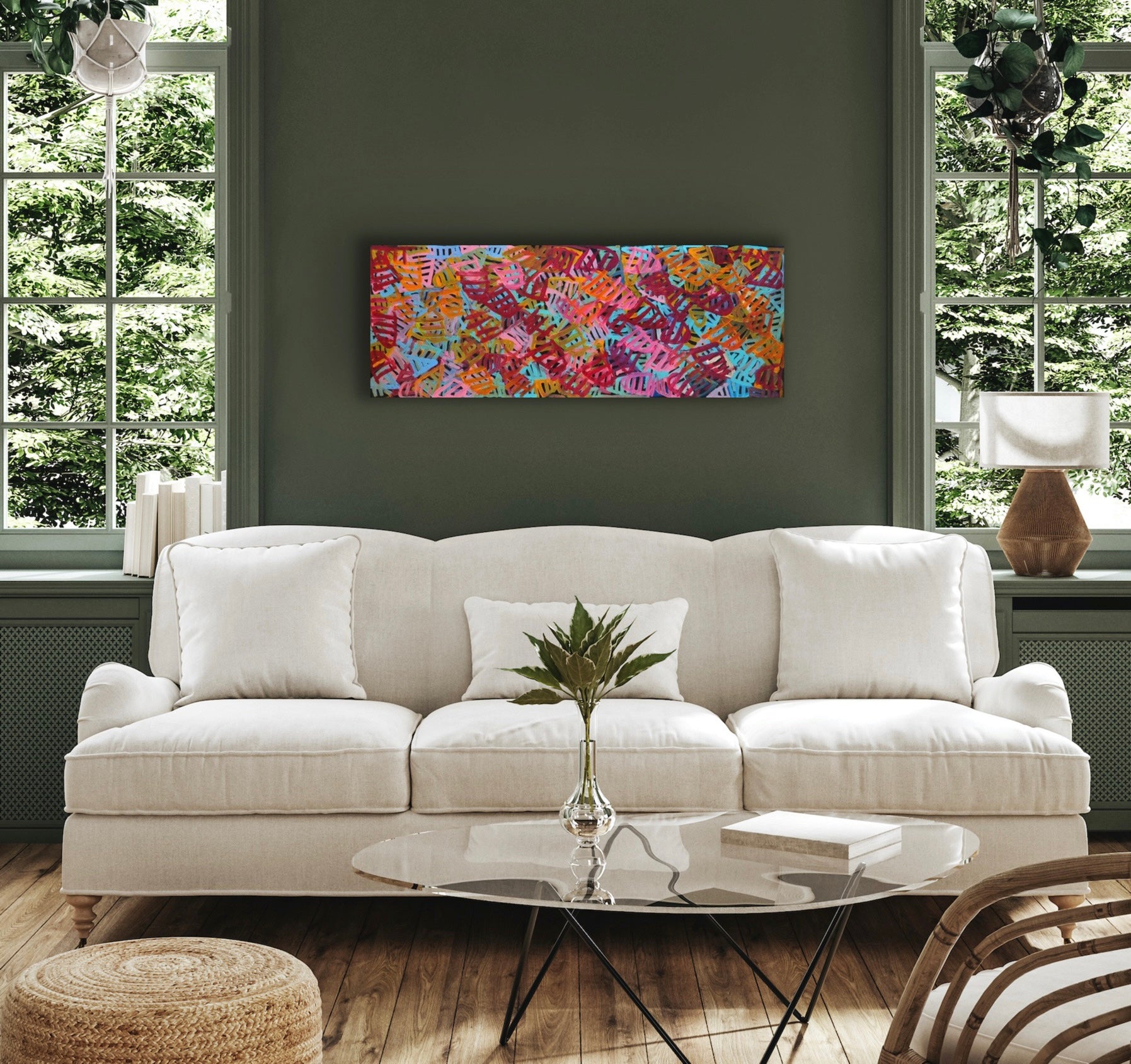 Emily Pwerle 'Awelye (Women's Ceremony)' painting, 120x45cm